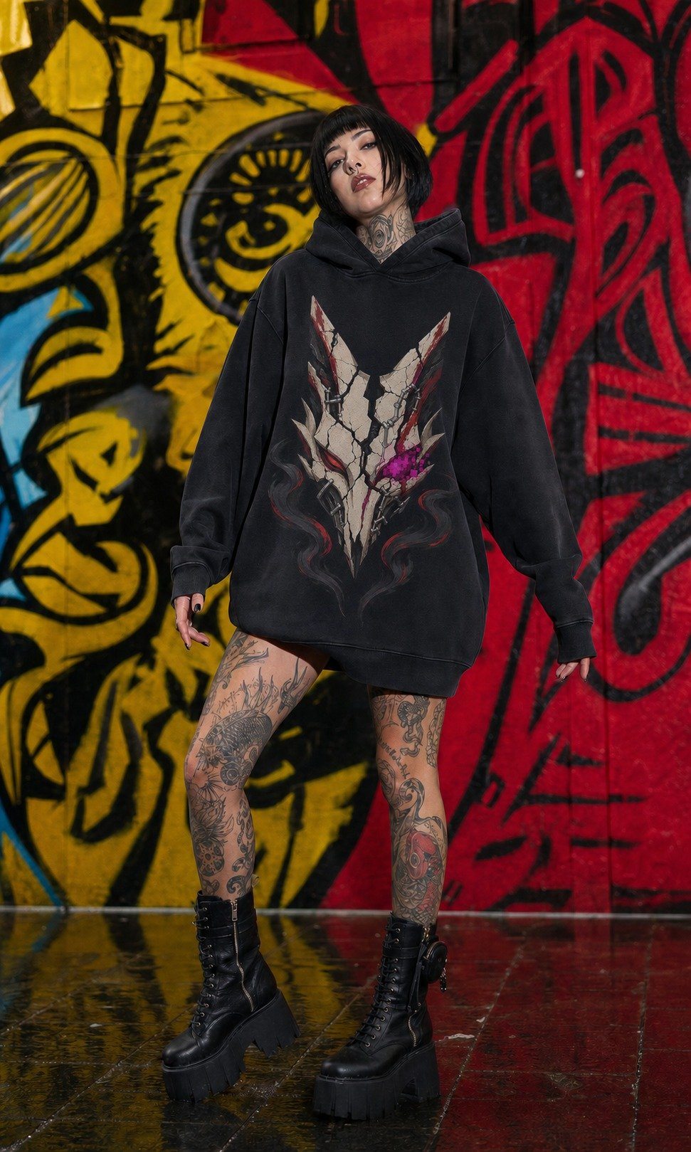 GLITCH FOX RELIC — hoodie, Blackout