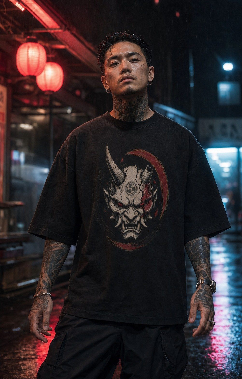 BROKEN HORN GUARDIAN — oni graphic tee, Blackout