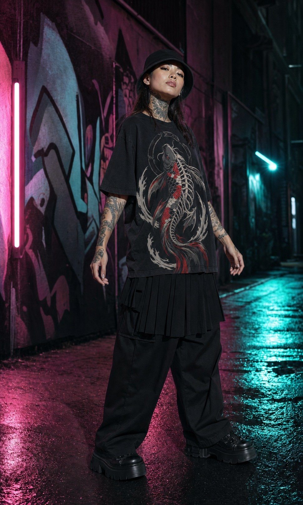VOID KOI — oni graphic tee, Blackout